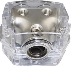 1X0 Gauge in 2X0 Gauge Out Car Power/Ground Distribution Block Clear PD-05C-0GA