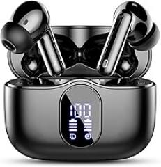 Wireless Earbuds, Bluetooth 5.4 Headphones Bass Stereo, Ear Buds with Noise Cancelling Mic, LED Display in Ear Earphones Clear Calls, IP7 Waterproof Bluetooth Earbuds for Phones/Sports/Laptop, Black