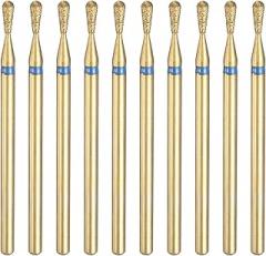 HARFINGTON 10pcs 120-140 Grits Diamond Grinding Bit 1.8mm Match Head 2.35mm Shank 5mm Length Titanium Plated Stone Sanding Drill Bits Rotary Tool for Nails Grinding Polishing