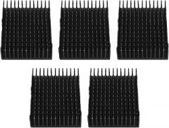 Aluminum Heat Sink Radiator for CPU and Industrial Components - Black Anodized Slotted Fin Cooling Device - 40 x 11 x 60-5 Piece Set for IC PCB and Electronic Modules