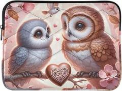 Laptop Sleeve Waterproof Portable Electronic Device Cover Valentine's Day Owls Protective Case with Zipper