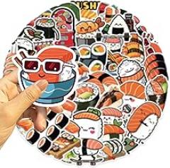 50Pcs Cute Sushi Stickers, Cartoon Japanese Food Waterproof Stickers, Suitable for Decorating notebooks, notebooks, Water Bottles, and Electronic Devices (Sushi)