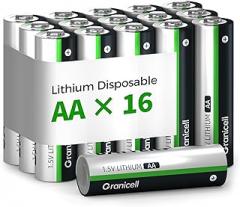 16-Pack Lithium AA Batteries | 1.5V for Blink Cameras, Smart Locks, Alarms & Tech Devices | 10-Year Life, Leak-Proof, Extreme-Temp Resistant (Non-Rechargeable)