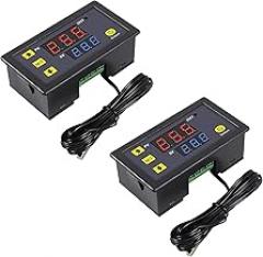 2pcs Digital Temperature Controller W3230 Digital LED Thermostat Switch with Waterproof Probe DC 12V Programmable Heating Cooling Electronic Thermostat Control -50℃ to 120℃