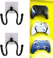 Universal Adhesive Game Controller Organizer Wall Mount and Clip for Xbox One PS4 Switch Pro - Headphone Holder - Easy to Install - 2 Pack