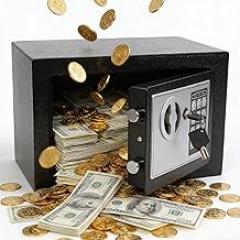 Digital Security Safe Box with Key & Keypad Lock - Wall/Floor Mount Electronic Small Safe for Home Office Jewelry Cash Storage