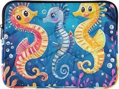 Laptop Sleeves 13, 13.3, 14 Inch Colorful Seahorses Blue Sea Protective Case with Zipper Portable Electronic Device Cover