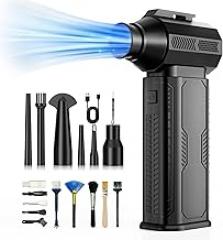 Compressed Air Duster, 130,000RPM Ultra-Powerful Cordless Electric Air Duster with 8000mAh Rechargeable Battery, 4-Gear Adjustable Air Blower for Keyboard, Computer, Car, Home Cleaning