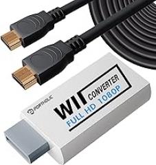 PORTHOLIC Wii to HDMI Converter 1080P with 5ft High Speed HDMI Cable Wii2 HDMI Adapter Output Video&Audio with 3.5mm Jack Audio, Support All Wii Display 720P, NTSC, Compatible with Full HD Devic