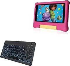 BoxWave Keyboard Compatible with Fullant Android 11 Tablet for Kid FLY7073 (7 in) - SlimKeys Bluetooth Keyboard - with Backlight, Portable Slim LED 7 Colors - Jet Black