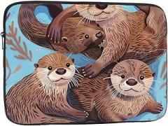 Cute Brown Otter Laptop Bag Men Women Shockproof Travel Office School Laptop Bag, black, 10 inch