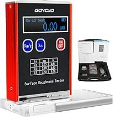 GOYOJO Surface Roughness Tester High Accuracy 0.01μm Portable Roughness Gauge 4 Testing Parameters Ra/Rq 0.05~15.0μm Rz/Rt 0.1~50.0μm with Standard Calibration Block and Bracket