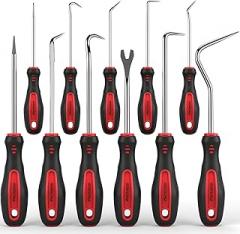 11-Piece Large Hook and Pick Set with Clip Removal Tool, Precision O-Ring Removal Kit for Automotive Mechanic and Electronic Maintenance Car Auto Oil Seal Mini Hooks