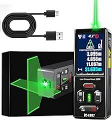 Laser Measuring Tool 328 Ft Dual Green Laser Rangefinder Green Crosshair Laser Measuring Tool Backlit LCD Display Rechargeable Laser Rangefinder/Length/Volume/Area/Voice (m/Ft/in) ZC-L387 ZHOUCE