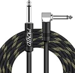 10FT TS 1/4 Inch Guitar Cable - Premium Quality Instrument Cable for Electric Guitars and Bass - Straight/Right Angle Connectors - Pro Audio Performance (Right-Angle, 10FT)