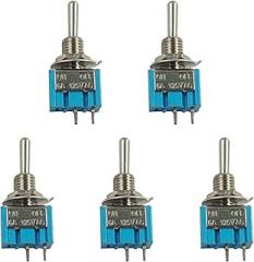 5Pcs Mini Toggle Switch SPST 2 Position ON/Off 2 Pin 6A 125VAC 3A 250VAC, Miniature Small Flat Toggle Switch for Car, Truck, Household Appliance, DIY Electronic Projects