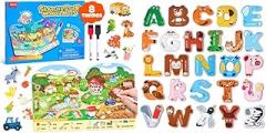 JoyCat Magnetic Letters, Alphabet ABC Fridge Magnets for Toddlers & Kids + JoyCat Search and Find Activity Mats, Reusable Sticker Books for Toddlers with 120+ Jelly Stickers