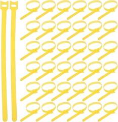 Mipcase 100pcs Reusable Cord Ties Cable Management Straps Hook and Loop Fasteners for Electronics and Charging Cords, Yellow Self-adhesive Cable Organizer for Home and Office Use