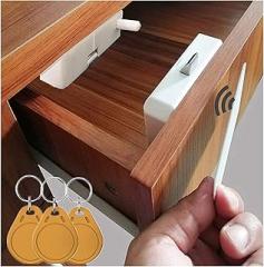 Electronic Cabinet Lock, Hidden DIY RFID Invisible Cabinet Lock， RFID Card/Tag Card/Induction Swipe Card to Unlock,for Wooden Drawer Locker Cupboard