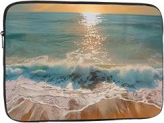 Romantic Beach Printed Laptop Bag for Men and Women, Shockproof Laptop Sleeve for Travel, Office, School, Black, 10 Inch