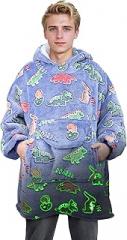 Dinosaur Wearable Blanket Hoodie for Adult - Oversized Fleece Sweatshirt Blanket with Large Pocket, Dinosaur Gifts for Adults Women Men