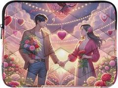 Laptop Sleeves 13, 13.3, 14 Inch Valentines Day Couple Roses Portable Protective Case Portable Electronic Device Cover