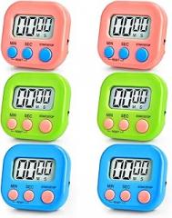 6 Pcs Multi-Function Electronic Timer, Small Timers for Classroom Digital Kitchen Timer Magnetic Digital Timer Countdown Time for Cooking Game Gym Break Time Classroom (Pink,Blue,Green, 3)