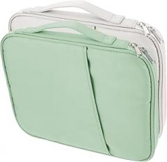 2pcs Lightweight Tablet Sleeve Case for Business Travel Water-resistant Organizer Bag with Handle Padded Electronic Carrying Case for Men and Women Light Green White