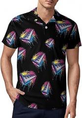 Generic Electronic Keyboard Colorful Dripping Novelty Men's Short Sleeve Shirt Golf Tennis Shirts Work T-Shirt Sport Tee