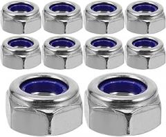 15pcs M10 Nylon Insert Lock Nuts 17mm Width Self-Locking Fastening Nuts for Machinery and Electronic Products