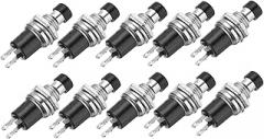 MECCANIXITY 10 Pcs 1A 250V AC 7mm Mini Momentary Push Button Switch SPST NC Black Switch Button with Soldering Foot for Electronic Devices