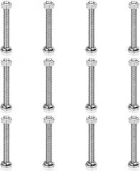 M6 x 50 mm 304 Stainless Steel Hex Bolts Nuts Washers and Spring Washers Assortment Complete Thread High Gloss Polish for Household Electronics Machines 12 Sets