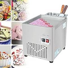 Fried Ice Cream Roll Machine, Commercial Countertop Square Pan Fry Ice Cream Roll Machine, Instant Roll Ice Cream Maker with 2 Scrapers, for Bars, Cafes, Dessert Shops