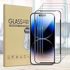 3 Pack Screen Protector Compatible with iPhone 14 Pro Max with Installation Frame, Anti-Scratch 9H Hardness Tempered Glass, Bubble Free, Case Friendly