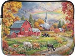 Laptop Cases Countryside Rainbow Scene Waterproof Briefcase Bag Portable Electronic Device Cover, 15-15.6 Inch