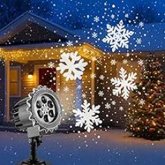 Snowflake Projector Lights Outdoor Plug-in Snowfall Lamp, Night Light LED Christmas Projector Lights IP65 Waterproof Christmas Projection Lamp for Garden, Wall, Yard, Patio Decor