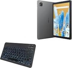 BoxWave Keyboard Compatible with Blackview Oscal Pad 70 - SlimKeys Bluetooth Keyboard - with Backlight, Portable Slim LED 7 Colors - Jet Black