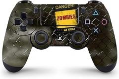 ZOOMHITSKINS Compatible with PS4 Controller Skin, Zombie Walking Dark Fence Apocalyse Horror Warn, Durable, Vinyl, Made in The USA
