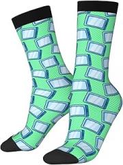 MULIHU Seamless Patterns For Electronic Tablets Socks For Men Women Sport Crew Socks Athletic Running Socks Wicking Socks