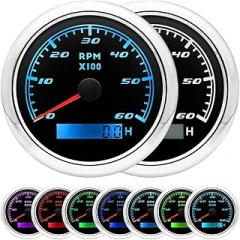 85mm Auto TachoTrackier Metier 6000 RPM 8000 RPM Trackier Metier Waterproof Tacho Gauge Detector Seins0r Boat RPM Diesel TachoTrackier Metier 9-32V New 2026 High for Reliable Electronic Component