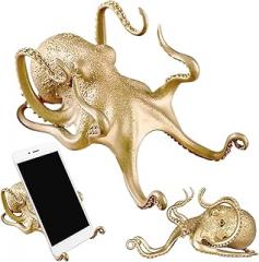 Octopus Phone Holder, 1.9x3.5x1.9 Non Slip Metal Phone Holder, Vintage Octopus Statue, Portable Desk Ornaments for, Pen, Spectacles, Car Ornaments