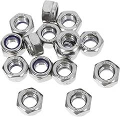 Zerodeko 15pcs Lock Nuts Stainless Steel Hardware Nuts Nylon Material for Machinery and Electronics