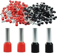 200Pcs Wire Ferrules Kit, 10 AWG Insulated Crimp Ferrule Connectors End Terminals, E6012 End Terminal for Car Audio/Electronics/Communication Equipment(100 Black + 100 Red)