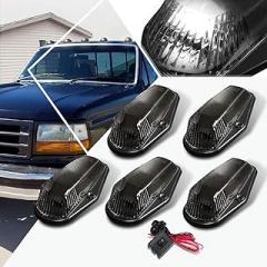 PM PERFORMOTOR 5Pcs White LED Cab Top Roof Running Lights Marker Lights w/Switch Compatible with 80-96 F150-F350