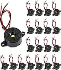 QWORK Electronic Buzzer, 20 Pcs 3-12V piezoelectric Buzzer 85dB, for Physical Circuits Continuous Sound Electronic Buzzer Alarm, Cable Length 50mm