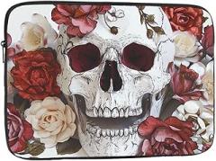 Floral Skull Design Women Men Women Laptop Case Shockproof Travel Office School Laptop Case, black, 13 inch