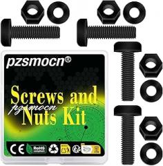 300 Pieces/100 Sets M4*20 mm Plastic Black Nylon Cross Round Head Screw Hexagonal Nut Combination Kit, with Insulating Washers, Standard Size, for DIY and Electronic Assembly.