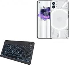 BoxWave Keyboard Compatible with Nothing Phone 1 - SlimKeys Bluetooth Keyboard - with Backlight, Portable Slim LED 7 Colors - Jet Black