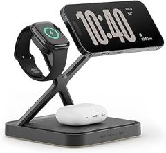 NOCO XGrid XDS3: 3-in-1 Wireless Charging Stand – Charging Station for iPhone, Apple Watch, and AirPods – MagSafe Compatible, Qi2 Certified – Includes 45W USB-C Wall Charger and 6.5-Foot USB-C Cable