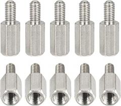 M3x8x5mm(DxHLxML) - Brass Hex Standoff -30Pack- Good for Electronic Machine - Male to Female Spacer Screw Nuts - Silver